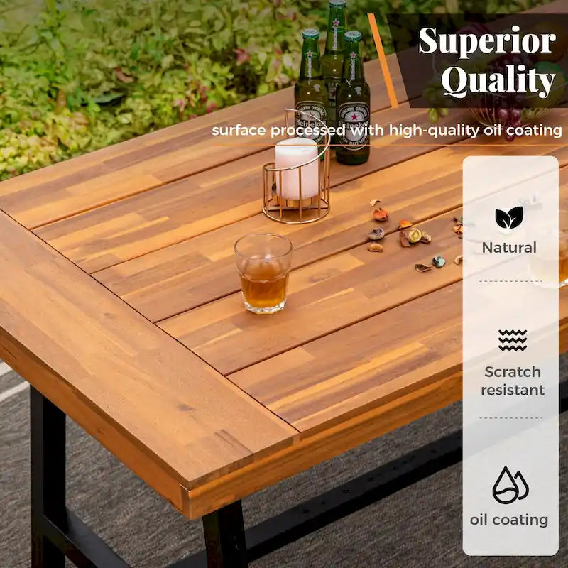 Ensemble de salle à manger d'extérieur 7 pièces en rotin et bois avec coussins MAISON ARTS