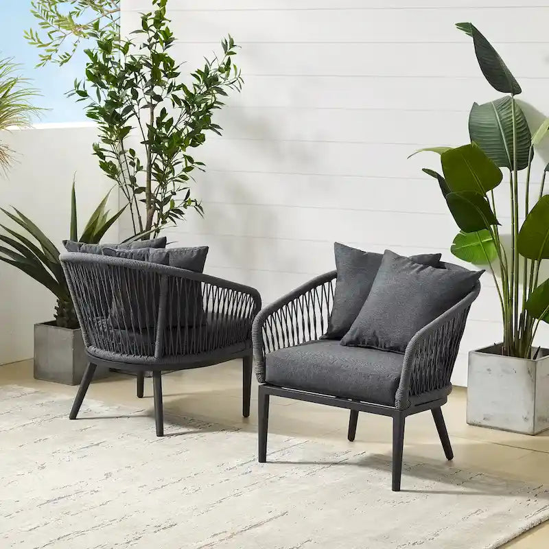 Dover 2Pc Indoor/Outdoor Rope Armchair Set - 23.25x28.88x30.25