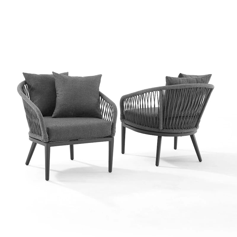 Ensemble de 2 fauteuils en corde Dover pour intérieur/extérieur - 23,25 x 28,88 x 30,25