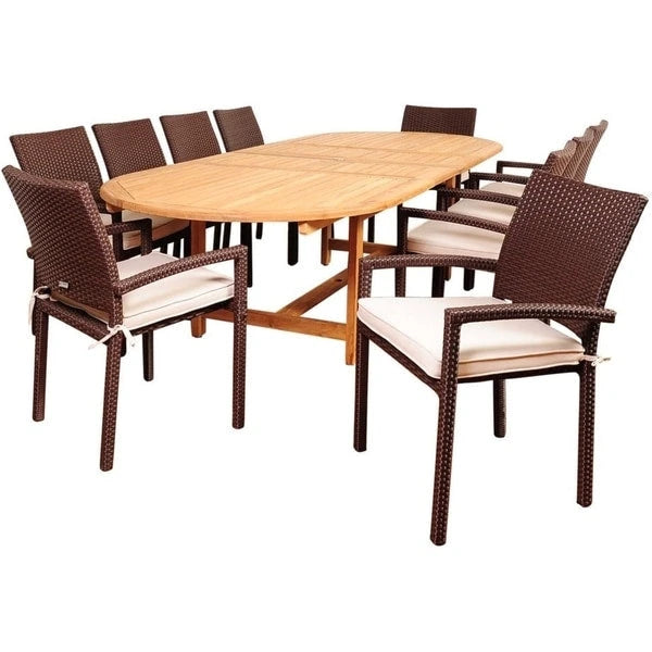 Amazonia 11 piece Teak Extendable Patio Dining Set with Cushions - 11piece