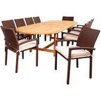 Amazonia 11 piece Teak Extendable Patio Dining Set with Cushions - 11piece