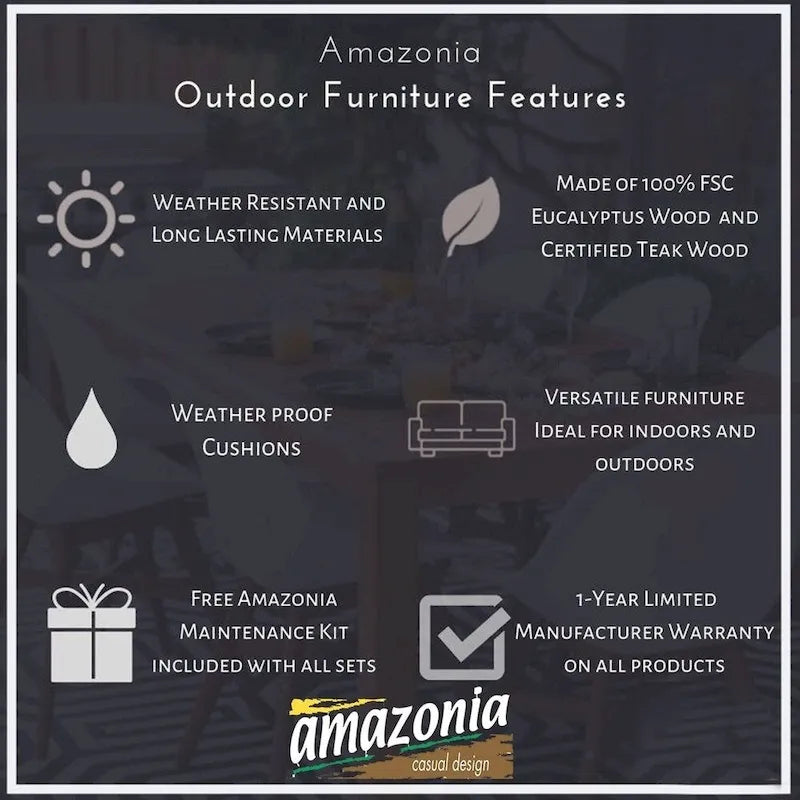 Ensemble de salle à manger extensible en teck Amazonia 11 pièces avec coussins - 11 pièces