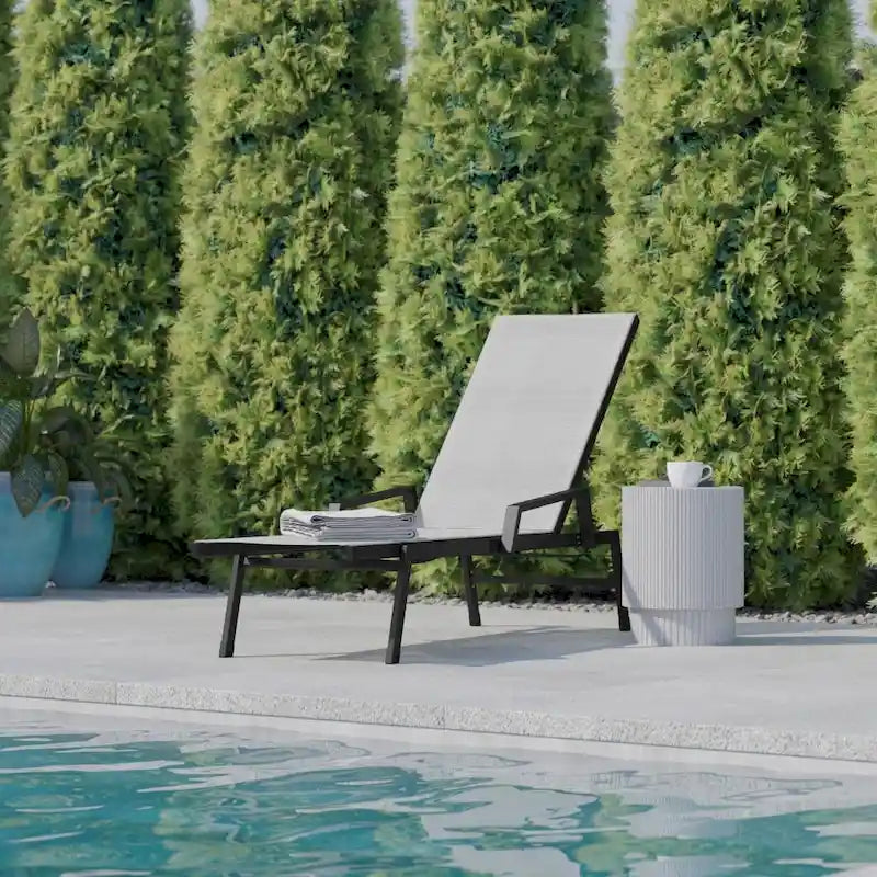 All-Weather Textilene Adjustable Chaise Lounge Chair with Arms