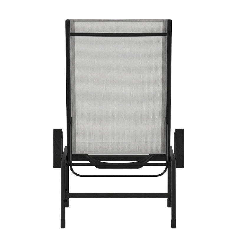 Chaise longue réglable en textilène toutes saisons avec accoudoirs