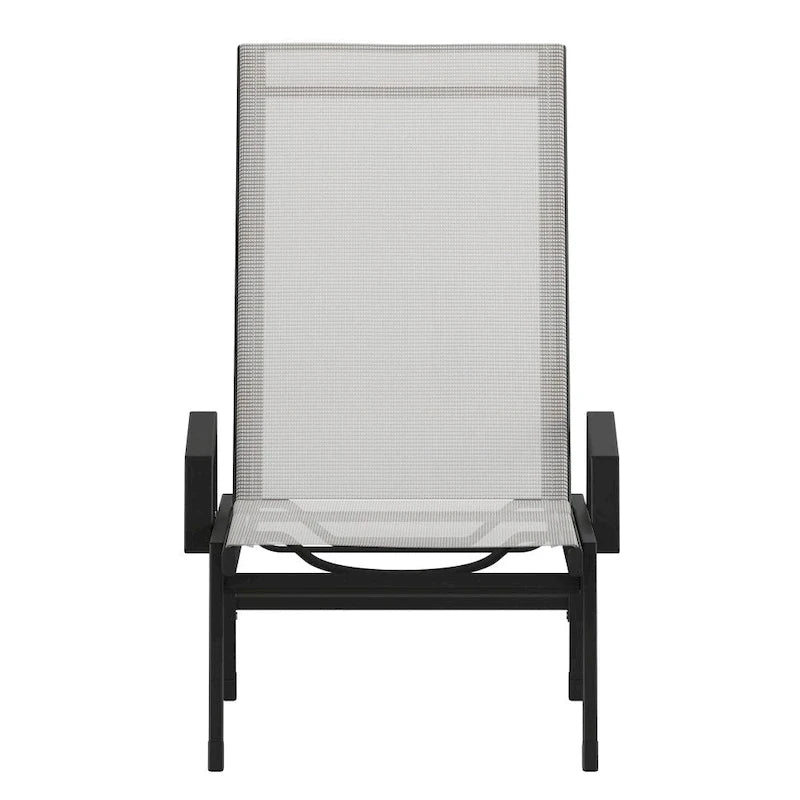 Chaise longue réglable en textilène toutes saisons avec accoudoirs