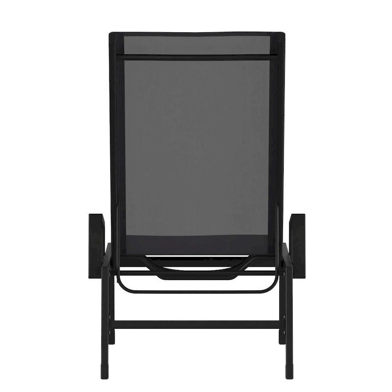 Chaise longue réglable en textilène toutes saisons avec accoudoirs