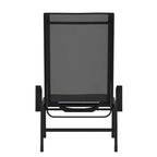 Chaise longue réglable en textilène toutes saisons avec accoudoirs