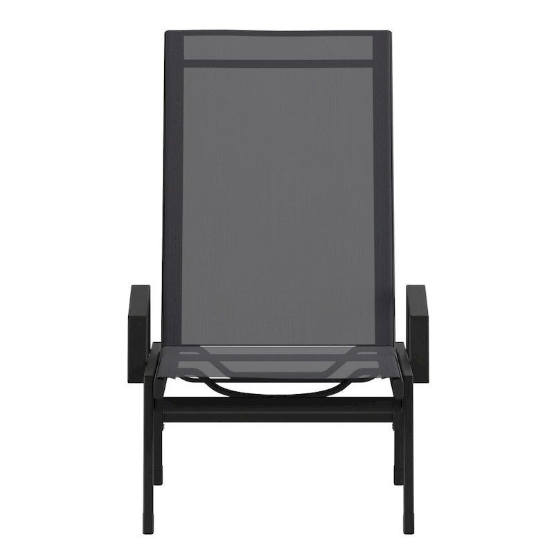 Chaise longue réglable en textilène toutes saisons avec accoudoirs