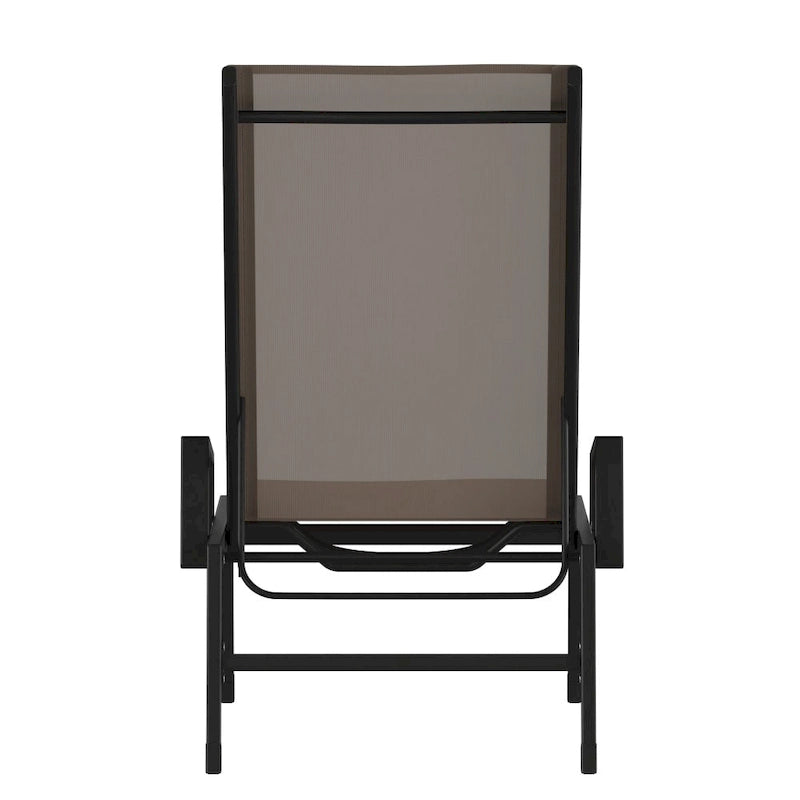 Chaise longue réglable en textilène toutes saisons avec accoudoirs