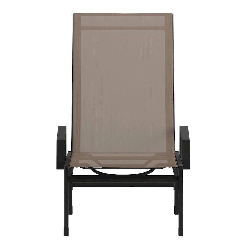 Chaise longue réglable en textilène toutes saisons avec accoudoirs