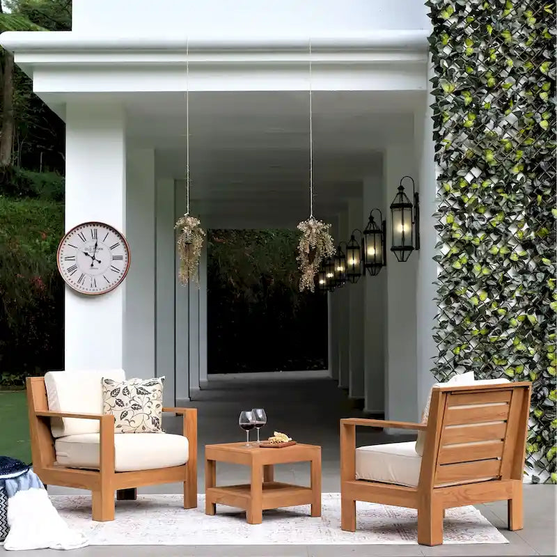 Ensemble de jardin 3 pièces en teck Cambridge Casual Logan avec coussin Sunbrella