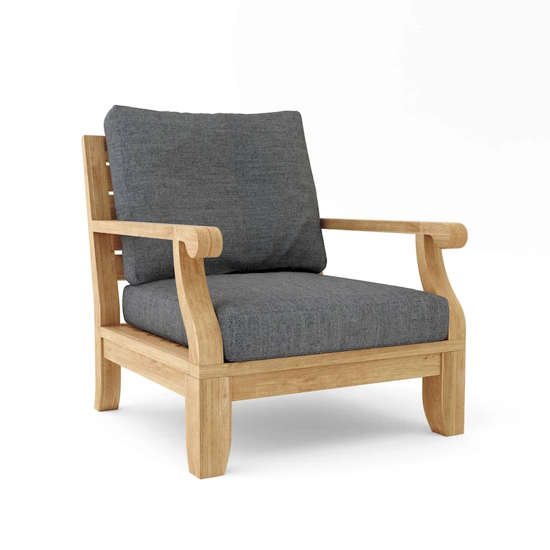 Fauteuil lounge Riviera Luxe en teck avec coussins Sunbrella