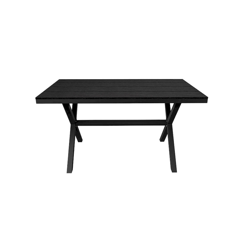 Rectangular Outdoor Dining Table with Imitation Wood Grain