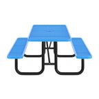 Table de pique-nique extérieure en métal à mailles déployées de qualité commerciale - 95,75 po (P) x 57,5 ​​po (L) x 30 po (H)