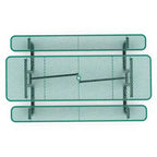 Table de pique-nique extérieure en métal à mailles déployées de qualité commerciale - 95,75 po (P) x 57,5 ​​po (L) x 30 po (H)