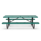 Table de pique-nique extérieure en métal à mailles déployées de qualité commerciale - 95,75 po (P) x 57,5 ​​po (L) x 30 po (H)