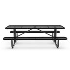 Table de pique-nique extérieure en métal à mailles déployées de qualité commerciale - 95,75 po (P) x 57,5 ​​po (L) x 30 po (H)