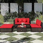 Costway 5PCS Outdoor Patio Rattan Furniture Set Sectional Conversation - See Description
