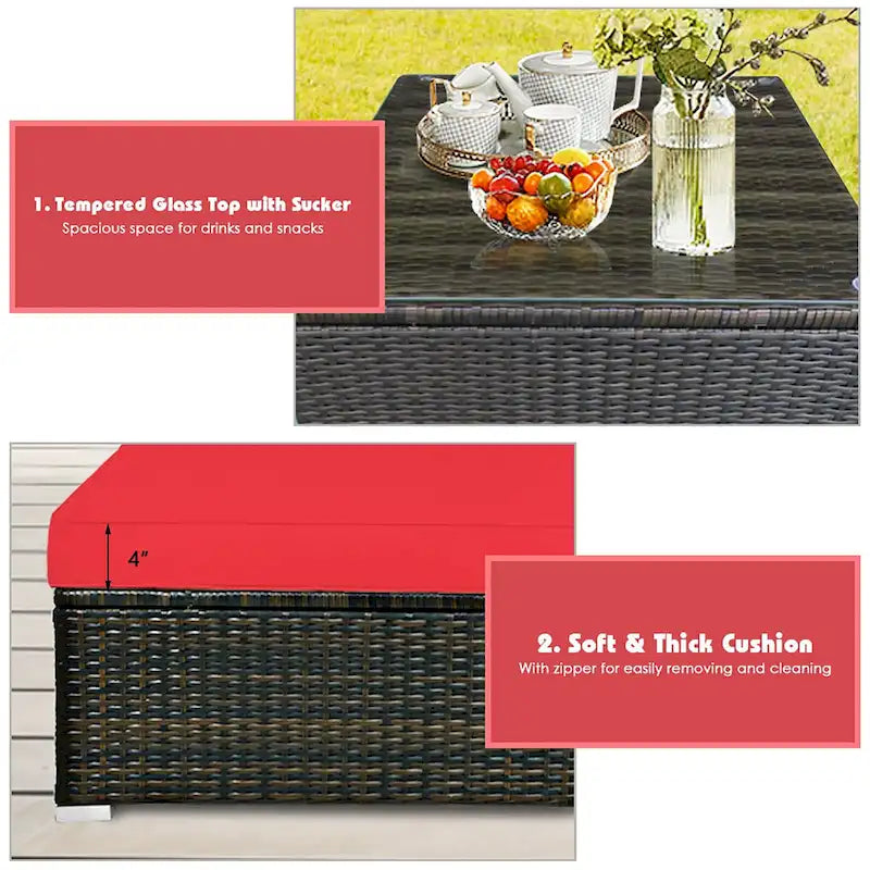 Ensemble de mobilier de jardin en rotin Costway 5 pièces, sectionnel et conversation - Voir la description