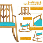 Fauteuil à bascule d'extérieur Gymax en bois d'acacia, avec