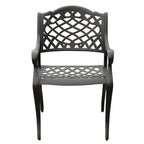 Ensemble de salle à manger d'extérieur moderne et orné en aluminium et maille, rond de 122 cm (48 po), avec quatre chaises - Non disponible