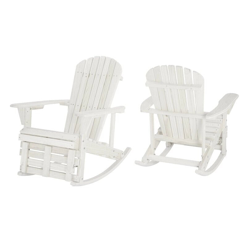 Zero Gravity Collection Adirondack Rocking Chair with Built-in Footrest (2 Pack)