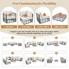 Ensemble de canapé d'angle en métal 7 pièces pour patio, ensemble de mobilier de jardin résistant aux intempéries avec coussins épais et table basse