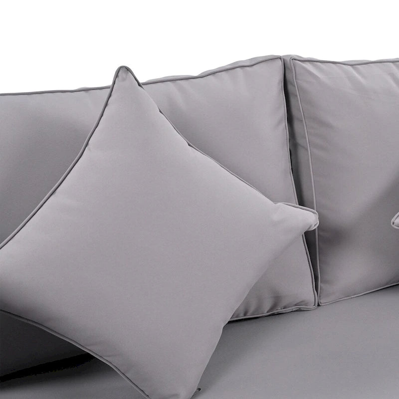 Lit de jour d'extérieur avec dossier en corde de nylon tressée et coussins lavables