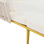 Lit de jour d'extérieur avec dossier en corde de nylon tressée et coussins lavables