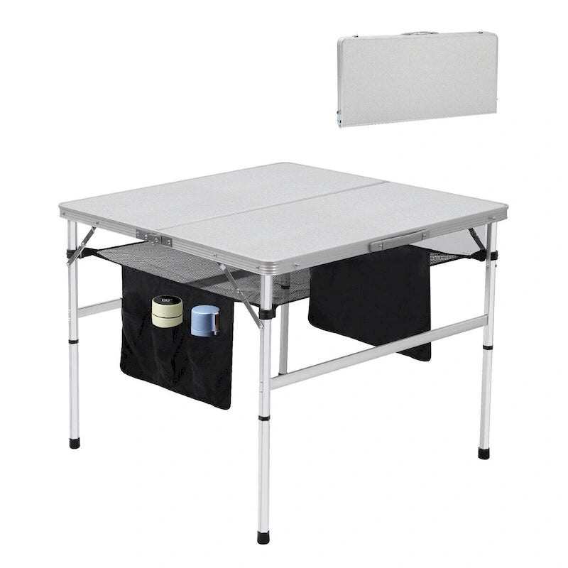 Table de pique-nique carrée, table d'extérieur, petite table, table de jeu à hauteur réglable