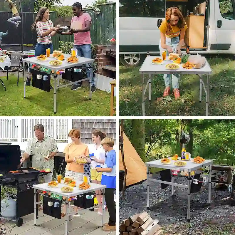Table de pique-nique carrée, table d'extérieur, petite table, table de jeu à hauteur réglable