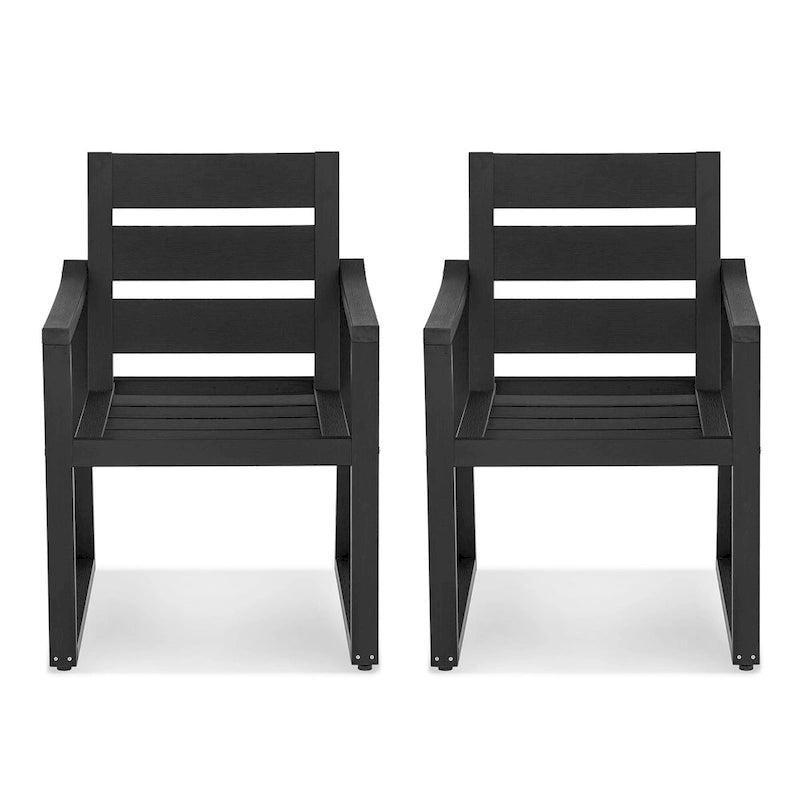 LUE BONA Stationary All-Weather Patio Square-Leg HDPS Dining Chairs (Set of 2) - 23.6D x 24.6W x 34.6H