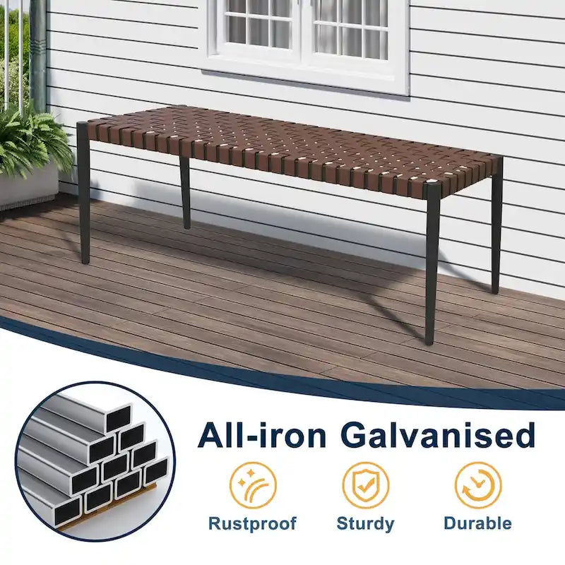 All-Iron Detachable Rattan Bench