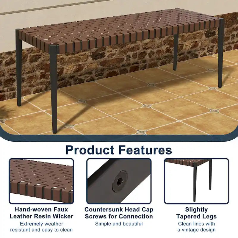 Banc en rotin amovible entièrement en fer