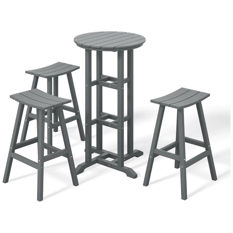 Ensemble de bar bistro d'extérieur Polytrends Laguna HDPE résistant aux intempéries (ensemble de 4 pièces)