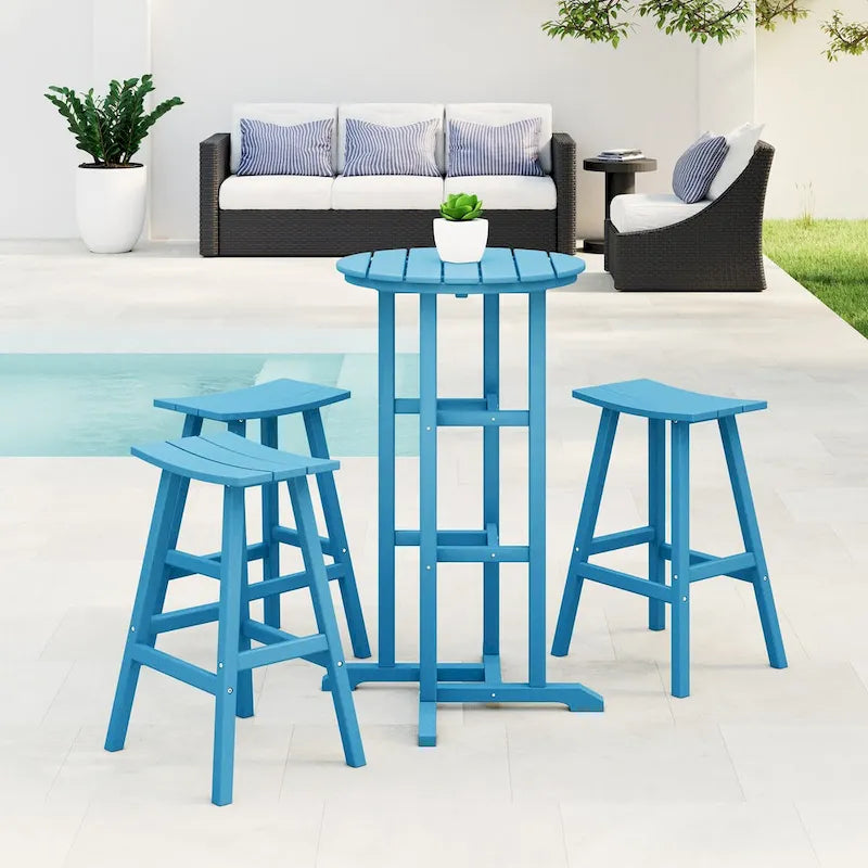 Ensemble de bar bistro d'extérieur Polytrends Laguna HDPE résistant aux intempéries (ensemble de 4 pièces)