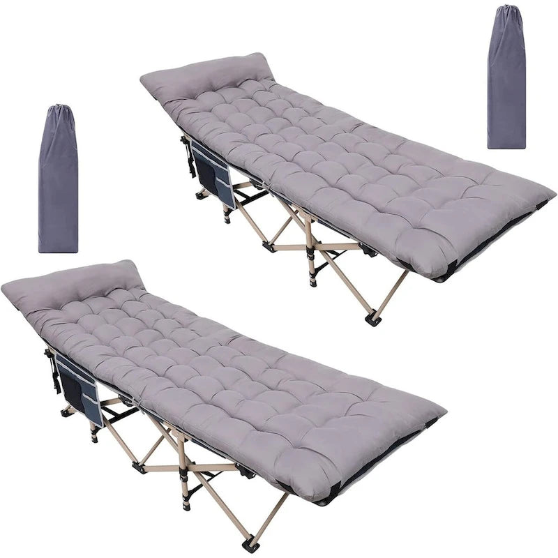 Lit de camp pliant pour adultes avec matelas, oreiller et filets latéraux. Supporte jusqu'à 227 kg (500 lb).