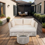 Ensemble canapé-lit d'extérieur 2 pièces avec table en verre trempé