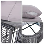 Ensemble canapé-lit d'extérieur 2 pièces avec table en verre trempé