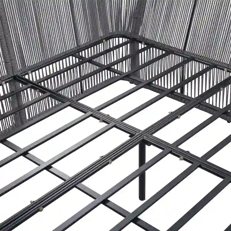 Ensemble canapé-lit d'extérieur 2 pièces avec table en verre trempé