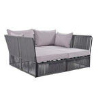 Ensemble canapé-lit d'extérieur 2 pièces avec table en verre trempé