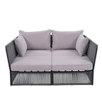 Ensemble canapé-lit d'extérieur 2 pièces avec table en verre trempé