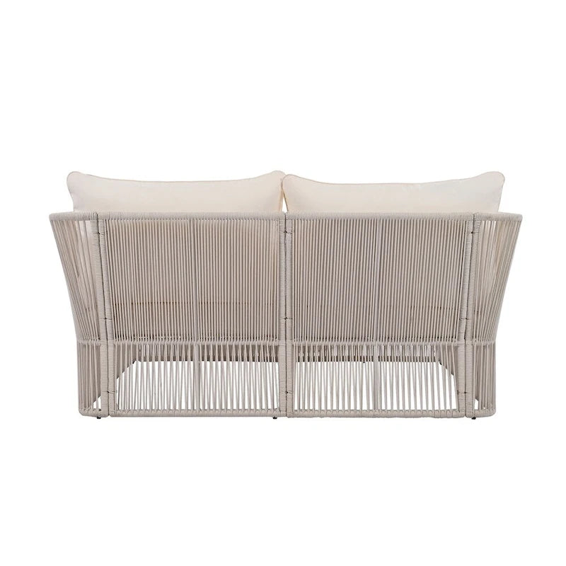 Ensemble canapé-lit d'extérieur 2 pièces avec table en verre trempé