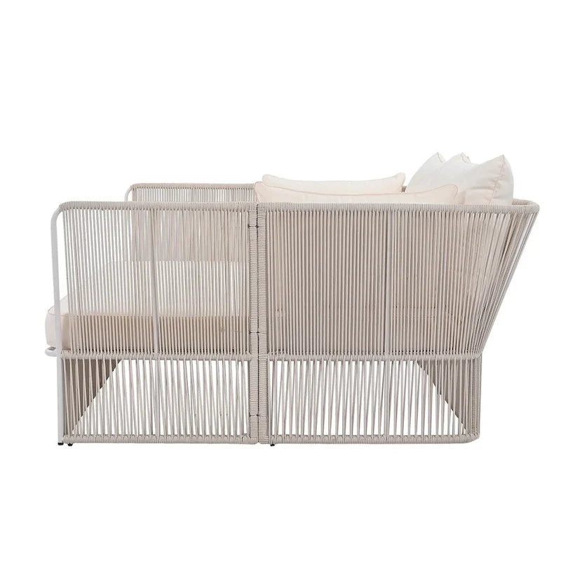 Ensemble canapé-lit d'extérieur 2 pièces avec table en verre trempé