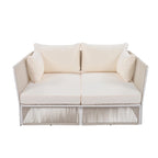 Ensemble canapé-lit d'extérieur 2 pièces avec table en verre trempé