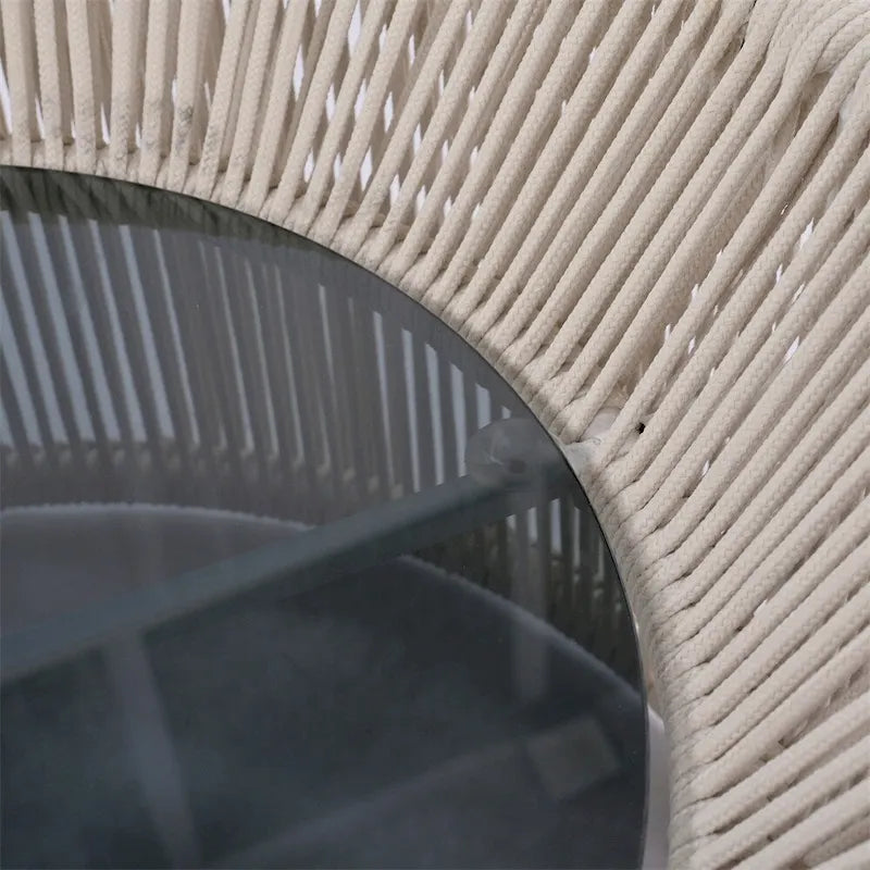 Ensemble canapé-lit d'extérieur 2 pièces avec table en verre trempé