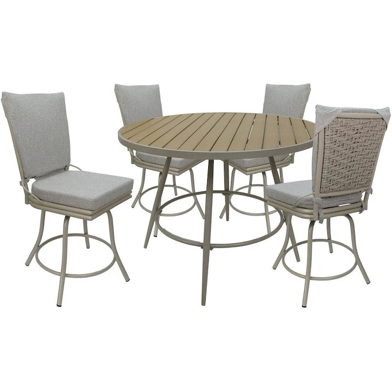 Ensemble de salle à manger d'extérieur ou d'intérieur pour patio - Chaises pivotantes Ofir sans accoudoirs - Table de 42 pouces