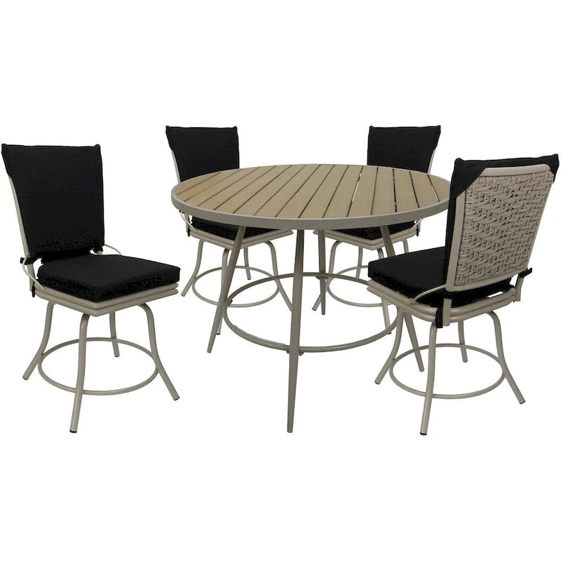 Ensemble de salle à manger d'extérieur ou d'intérieur pour patio - Chaises pivotantes Ofir sans accoudoirs - Table de 42 pouces