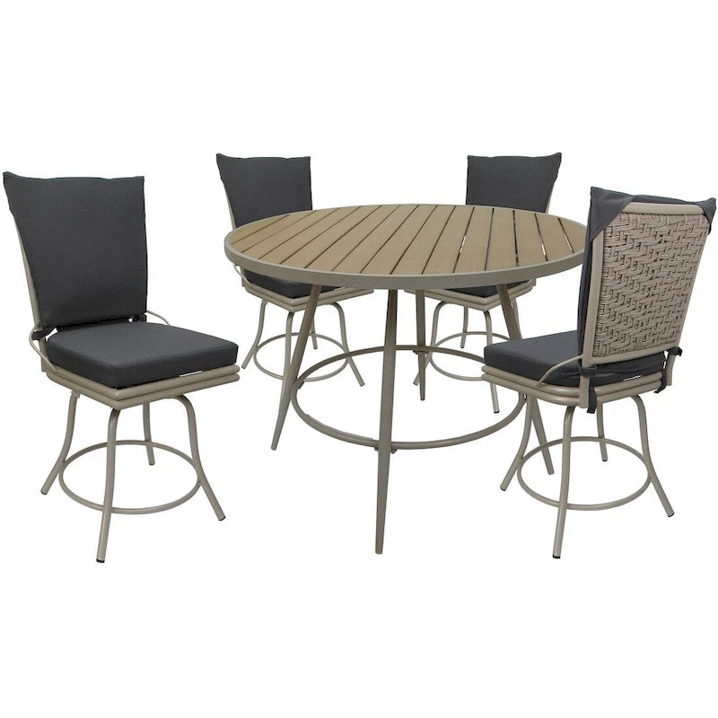 Ensemble de salle à manger d'extérieur ou d'intérieur pour patio - Chaises pivotantes Ofir sans accoudoirs - Table de 42 pouces