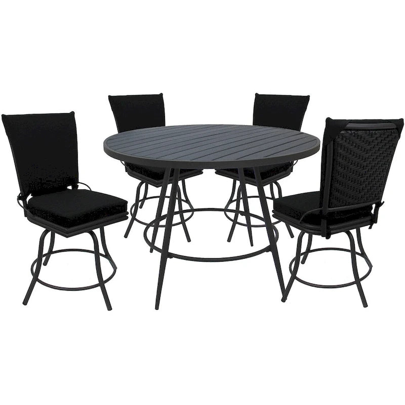 Ensemble de salle à manger d'extérieur ou d'intérieur pour patio - Chaises pivotantes Ofir sans accoudoirs - Table de 42 pouces